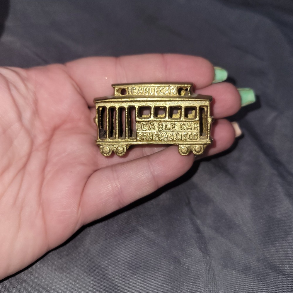 Vintage Miniature Brass Cable Car San Francisco Souvenir Trolley EUC